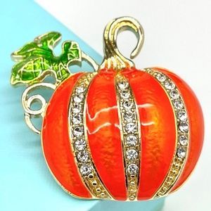 Pumpkin Brooch Rhinestone Pumpkin Pin